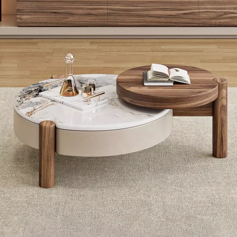 NICOBAR Round Center Coffee Table Wooden Teapoy Tea Cocktail Tables Furniture for Home Office Living Room Bedroom Hall.