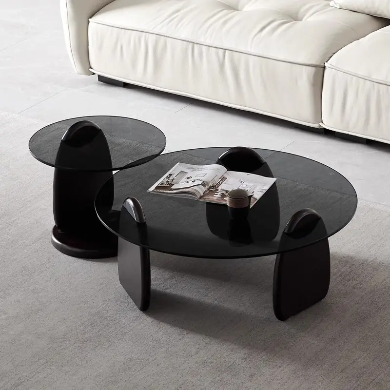 DANKOV Black Coffee Table | Centre Table for Living Room | Centre Table with Glass top |