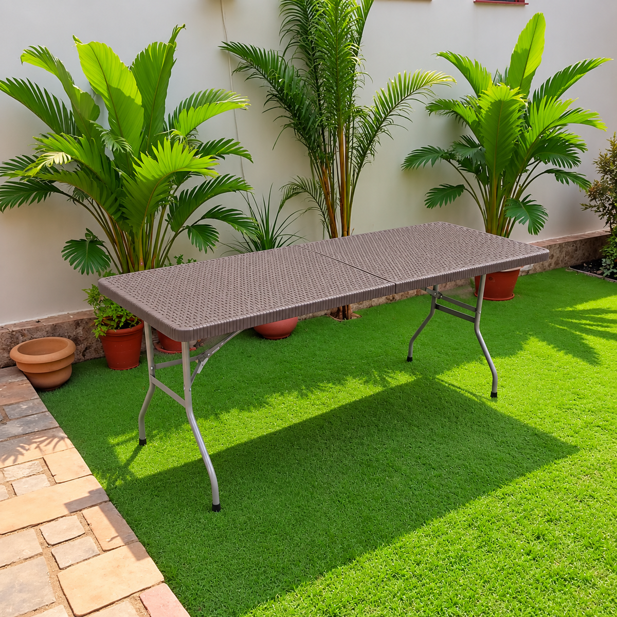 1.8 Meter Portable Folding HDPE Outdoor Picnic Garden Table - Brown