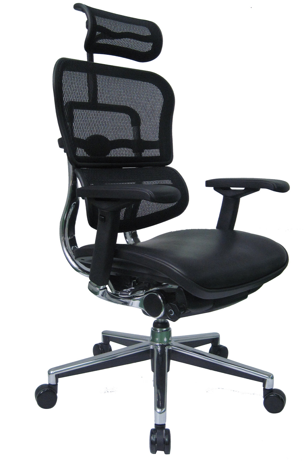 Maxwell Premium Executive Office High Back chair Leather Seat with 5D Armrest and Aluminum Base - Black