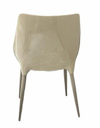 LECCO Mid Back Chair  | Chair for Living Room, Bed Room, Kitchen, Office Room, Outdoor| Pu Leather Seat With Metal Legs | (CREAM)