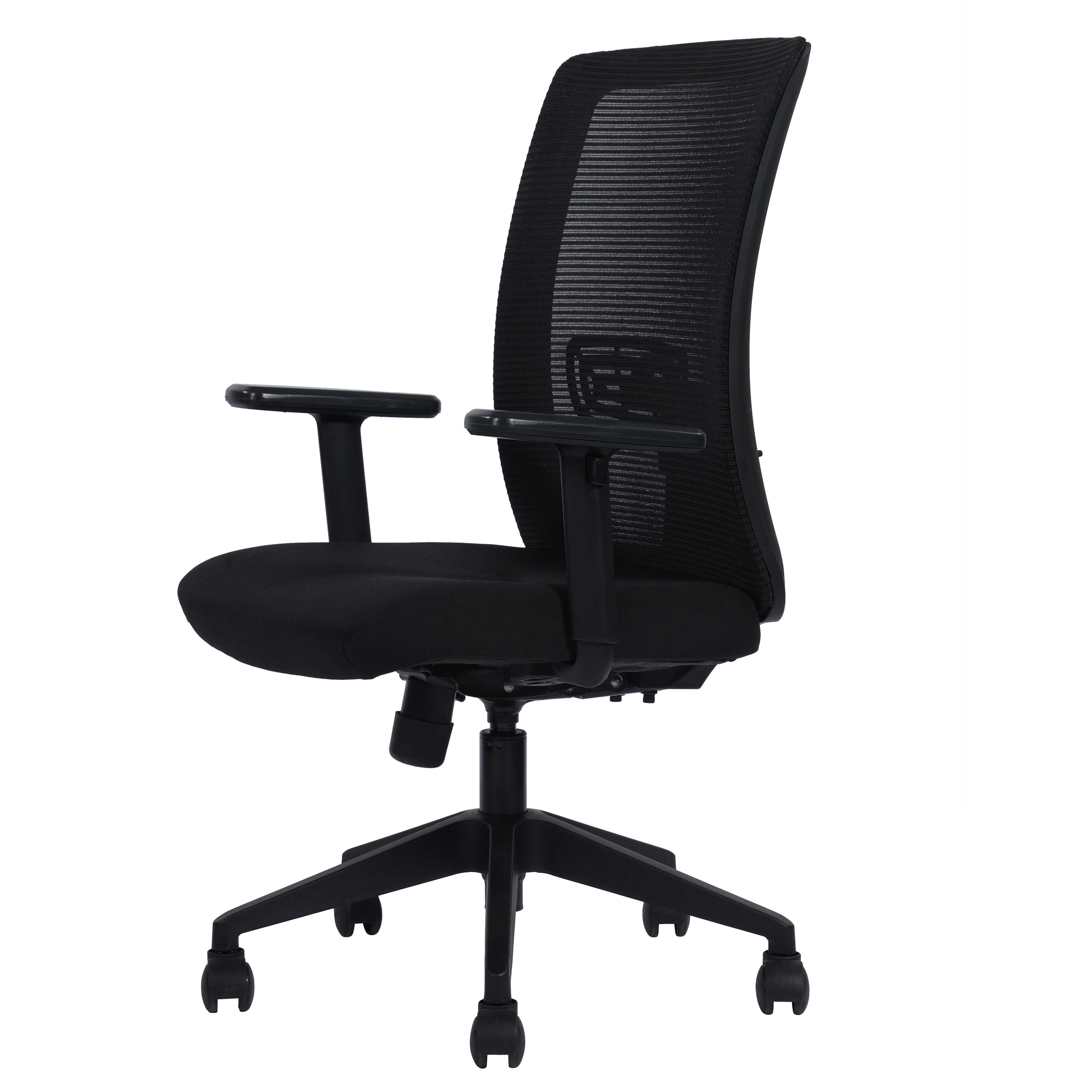 Jordan Mid Back Ergonomic Office Chair With Breathable Mesh  And Armrest- Black