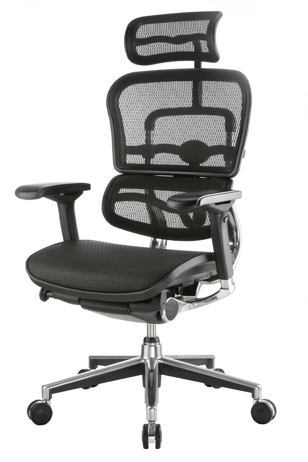 Maxwell Premium Executive Office High Back chair Mesh Seat with 5D Armrest and Aluminum Base - Black