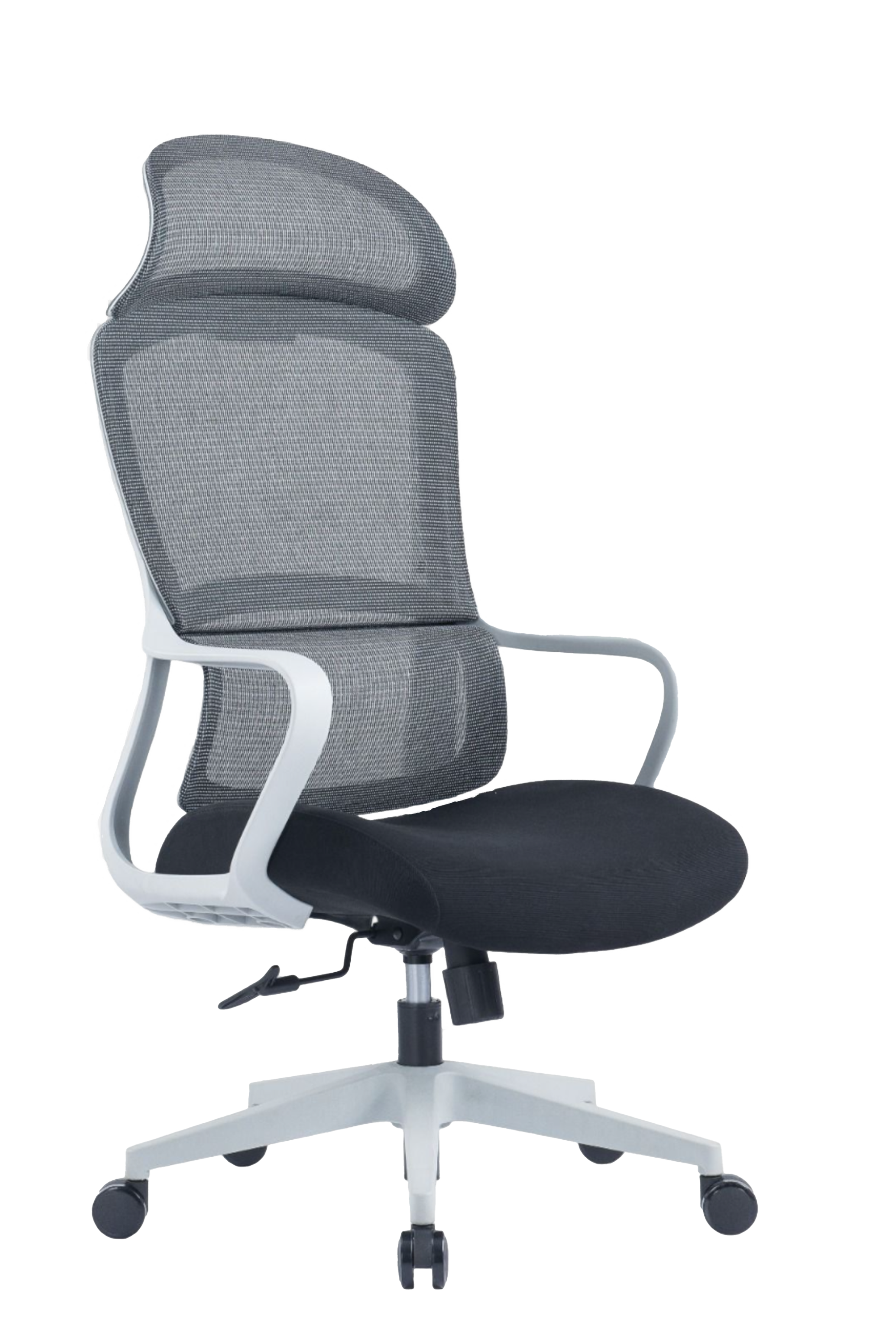 Leo High Back Ergonomic Office Chair With Cushion Seat And Nylon Base - Grey