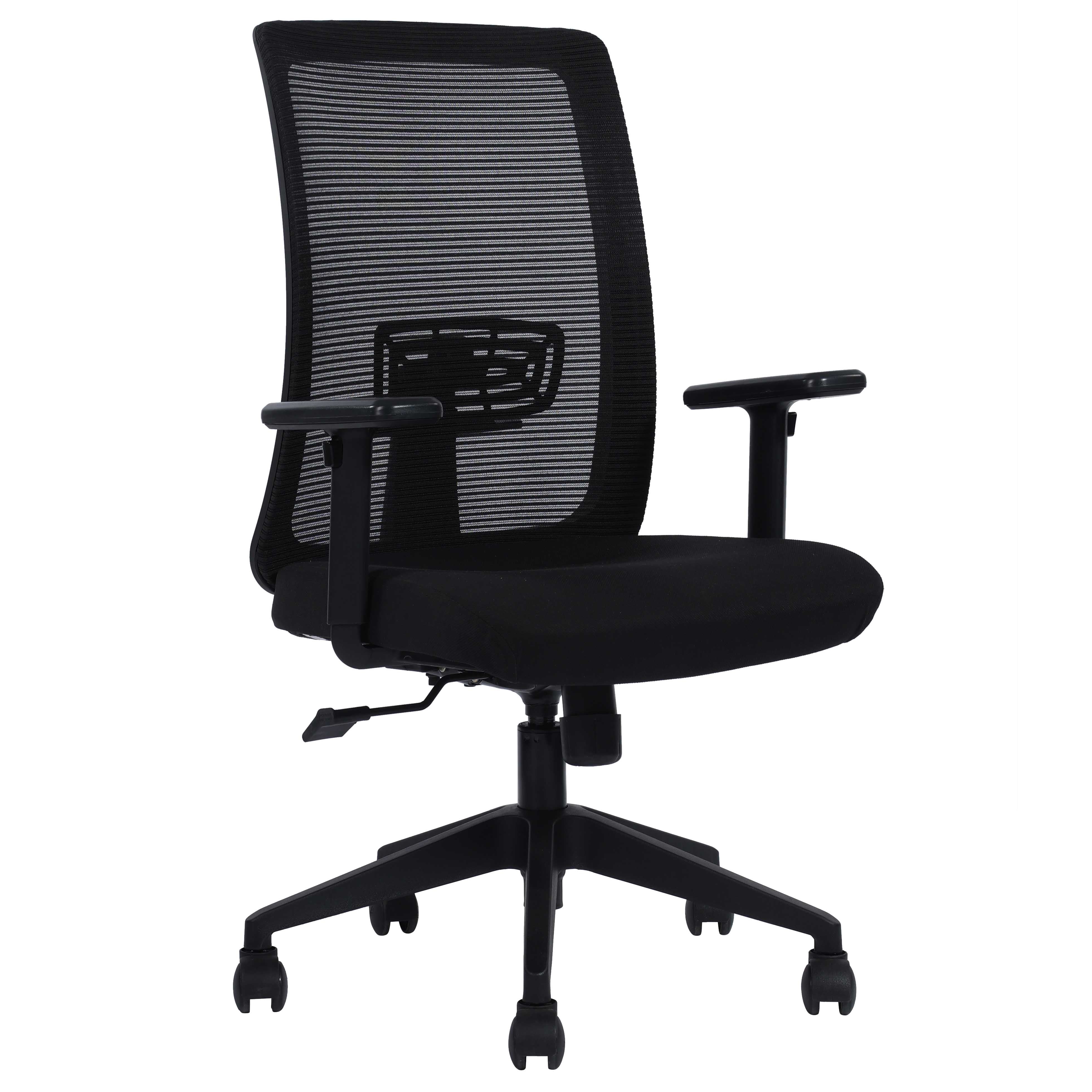 Jordan Mid Back Ergonomic Office Chair With Breathable Mesh  And Armrest- Black