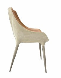 LECCO Mid Back Chair  | Chair for Living Room, Bed Room, Kitchen, Office Room, Outdoor| Pu Leather Seat With Metal Legs | (CREAM)