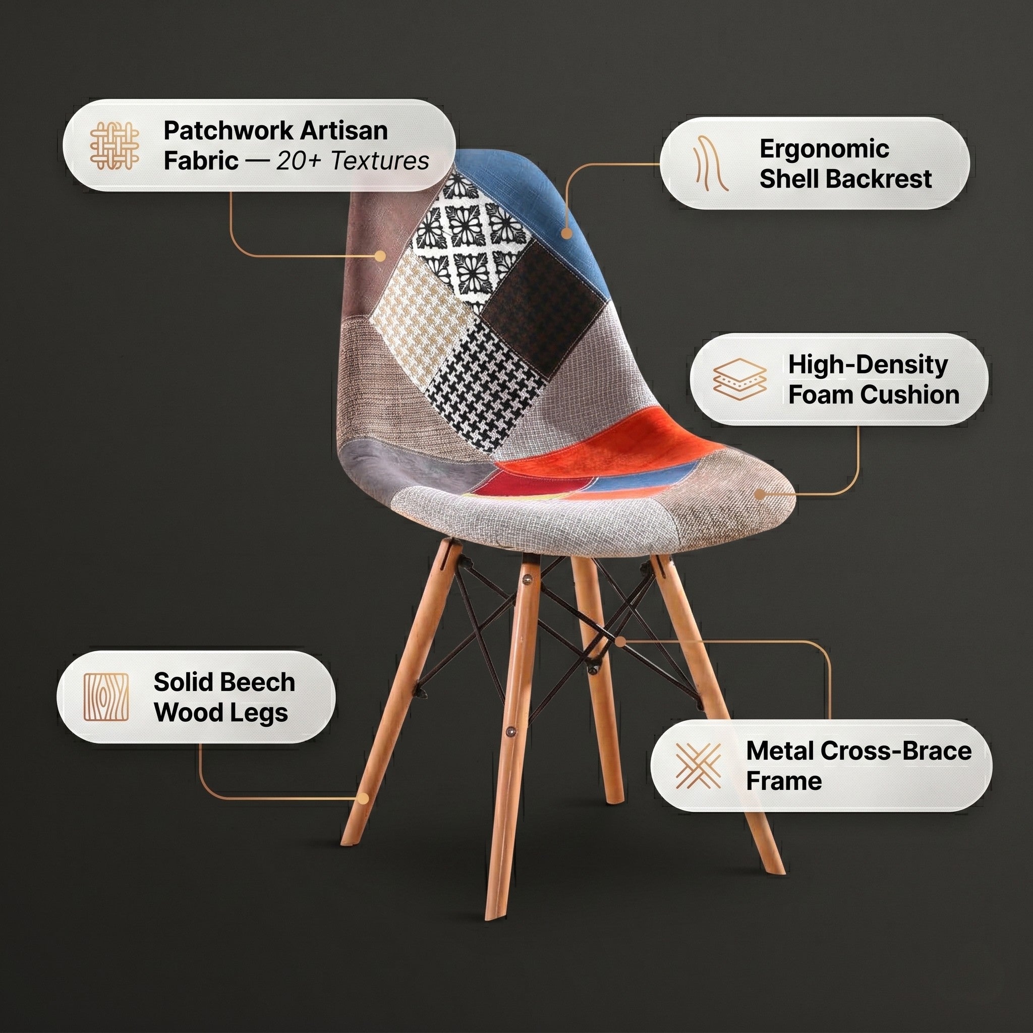 Eames Replica Patchwork Chair - Multicolor