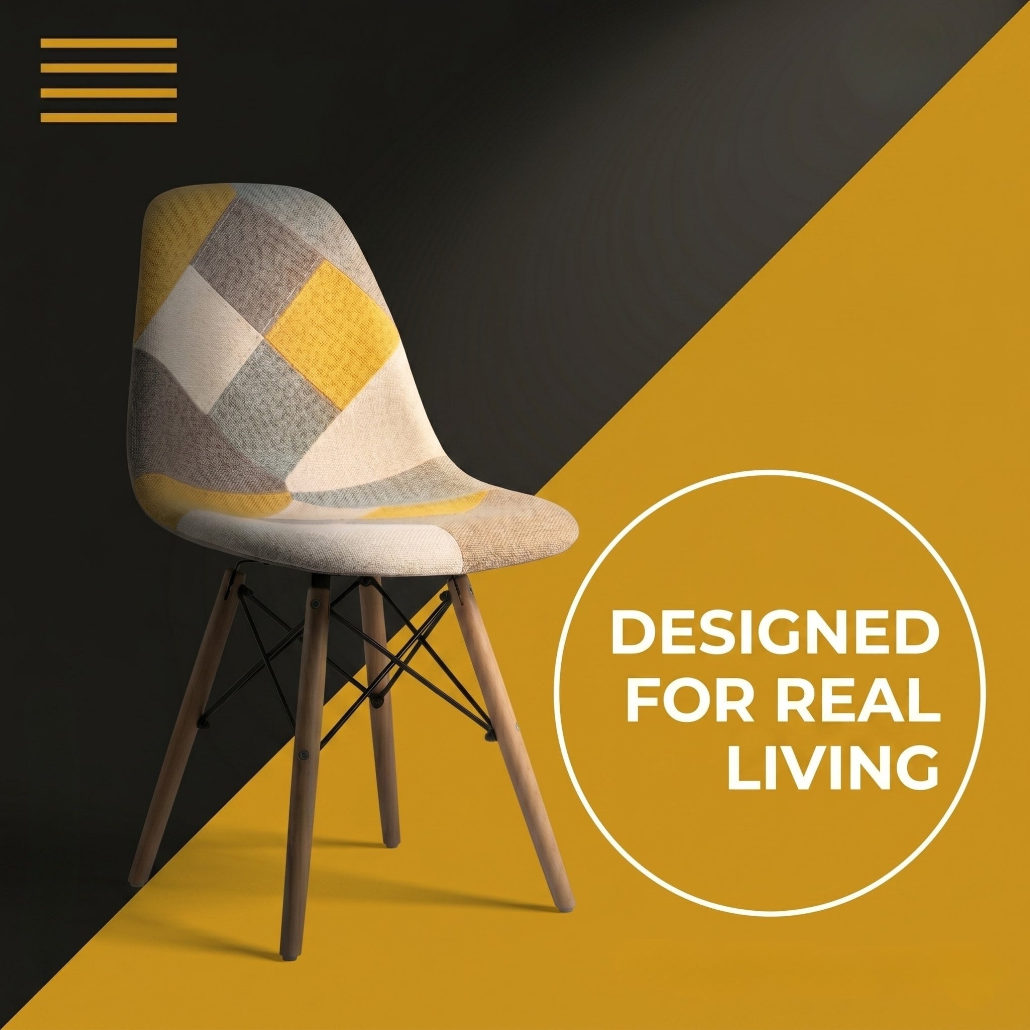 Eames Replica Patchwork Chair - Yellow