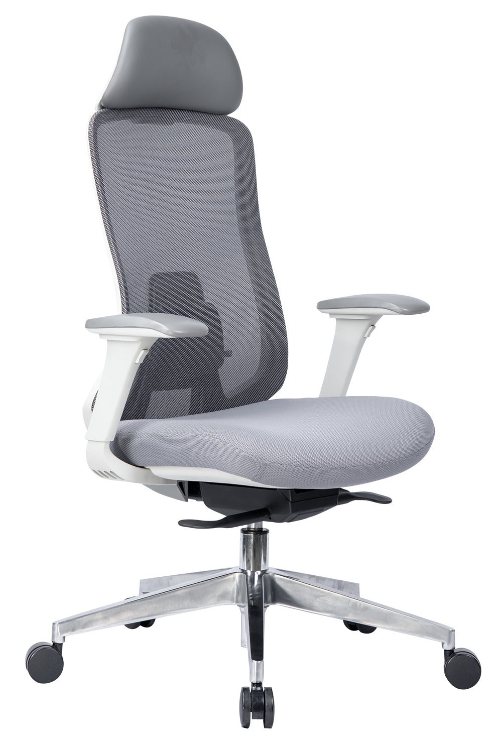 Romeo High Back Aluminum Die cast Base Executive Chair With Cushion Seat And 3D Armrest - Grey