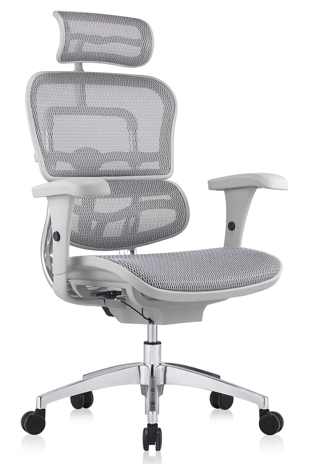 Maxwell Premium Executive Office High Back chair Mesh Seat with 5D Armrest  and Aluminum Base - Grey