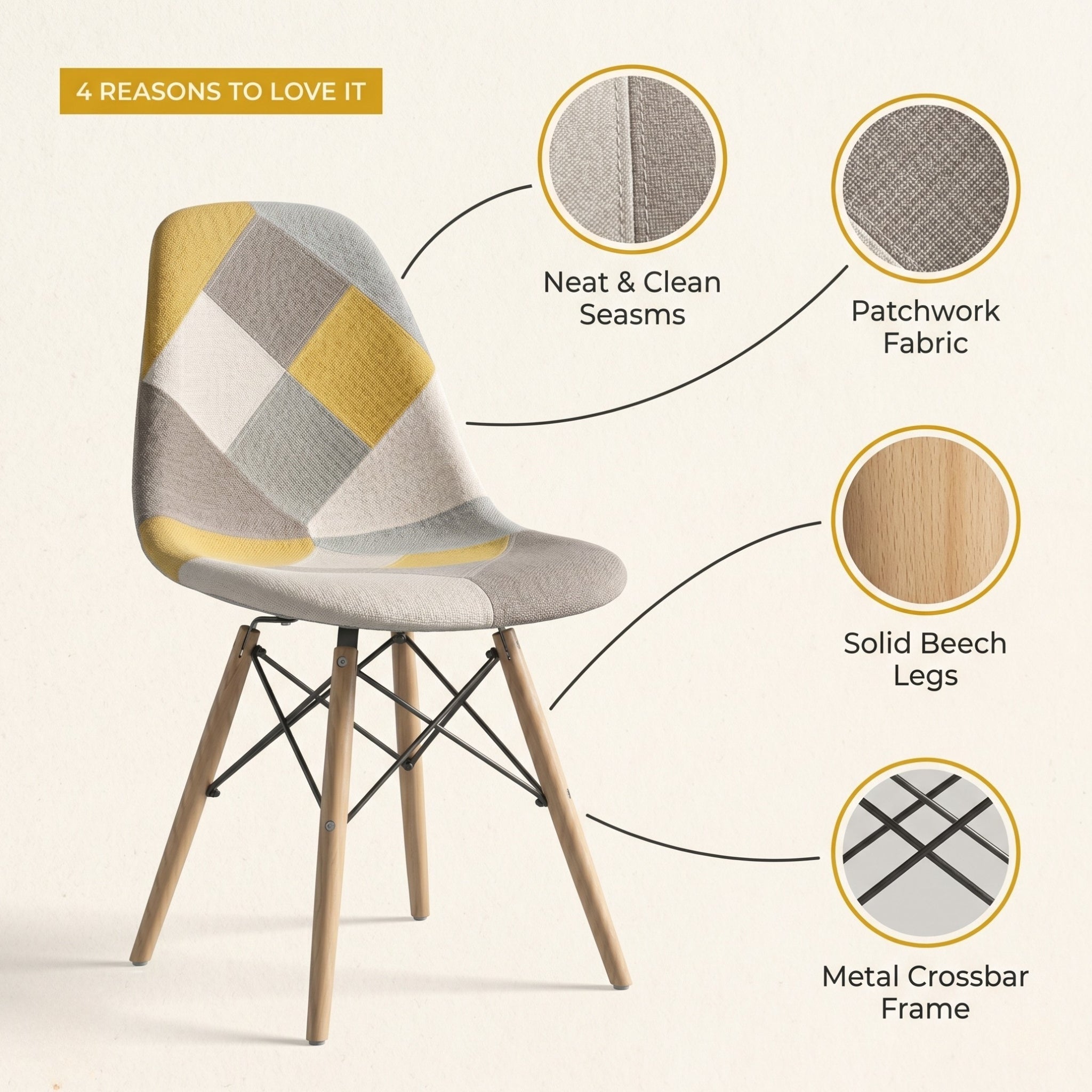 Eames Replica Patchwork Chair - Yellow