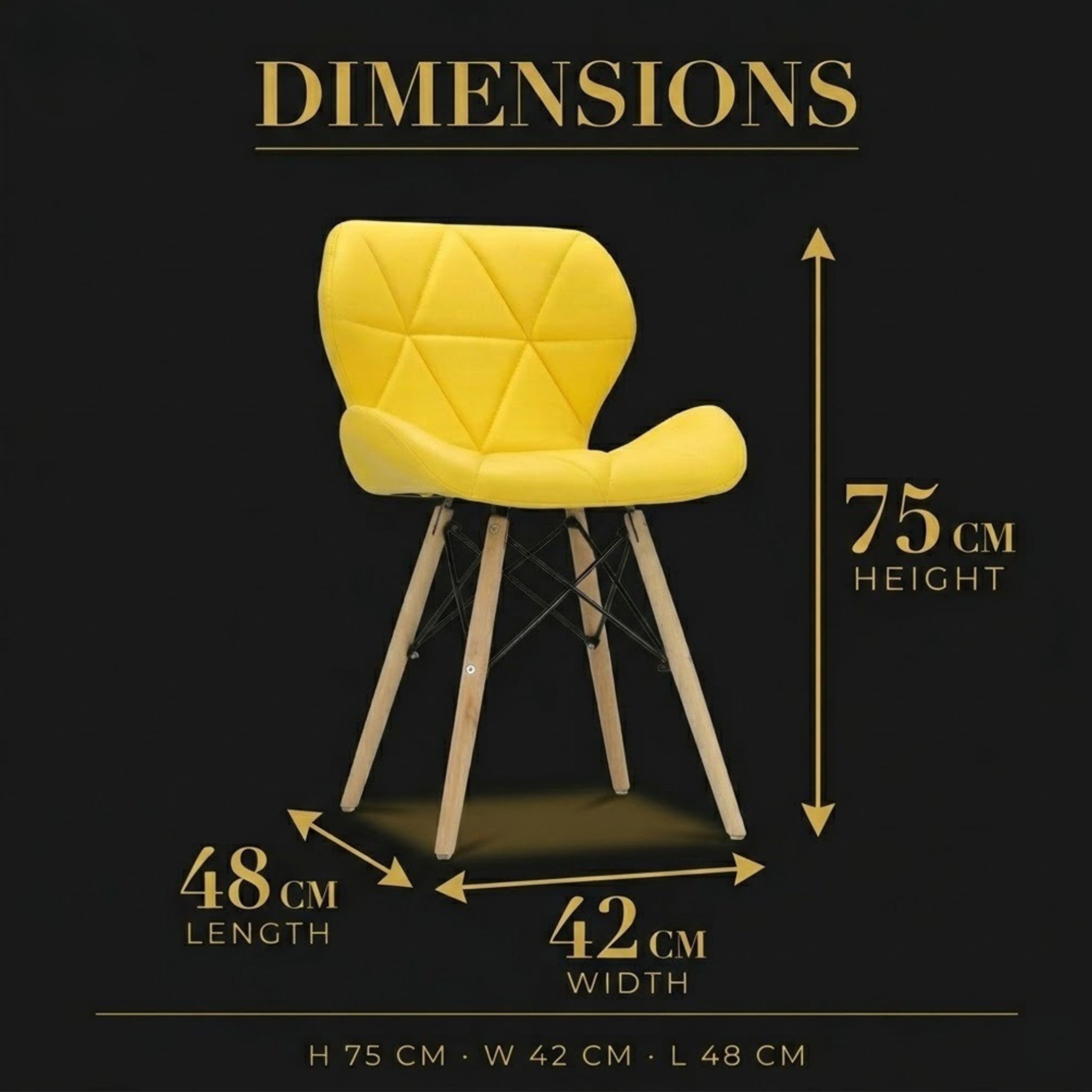 Diamond Leather Upholstered Dining Chair - Yellow