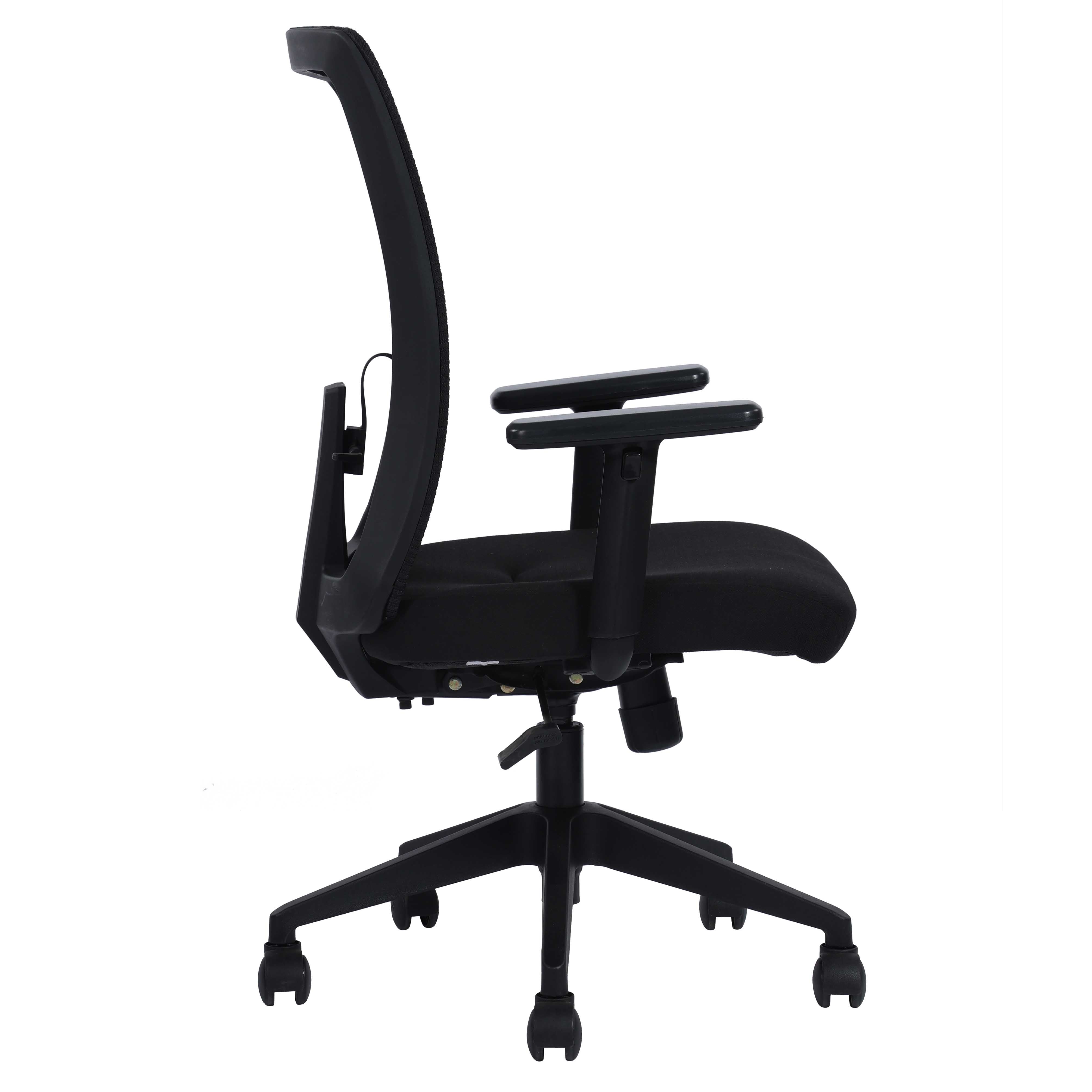 Jordan Mid Back Ergonomic Office Chair With Breathable Mesh  And Armrest- Black