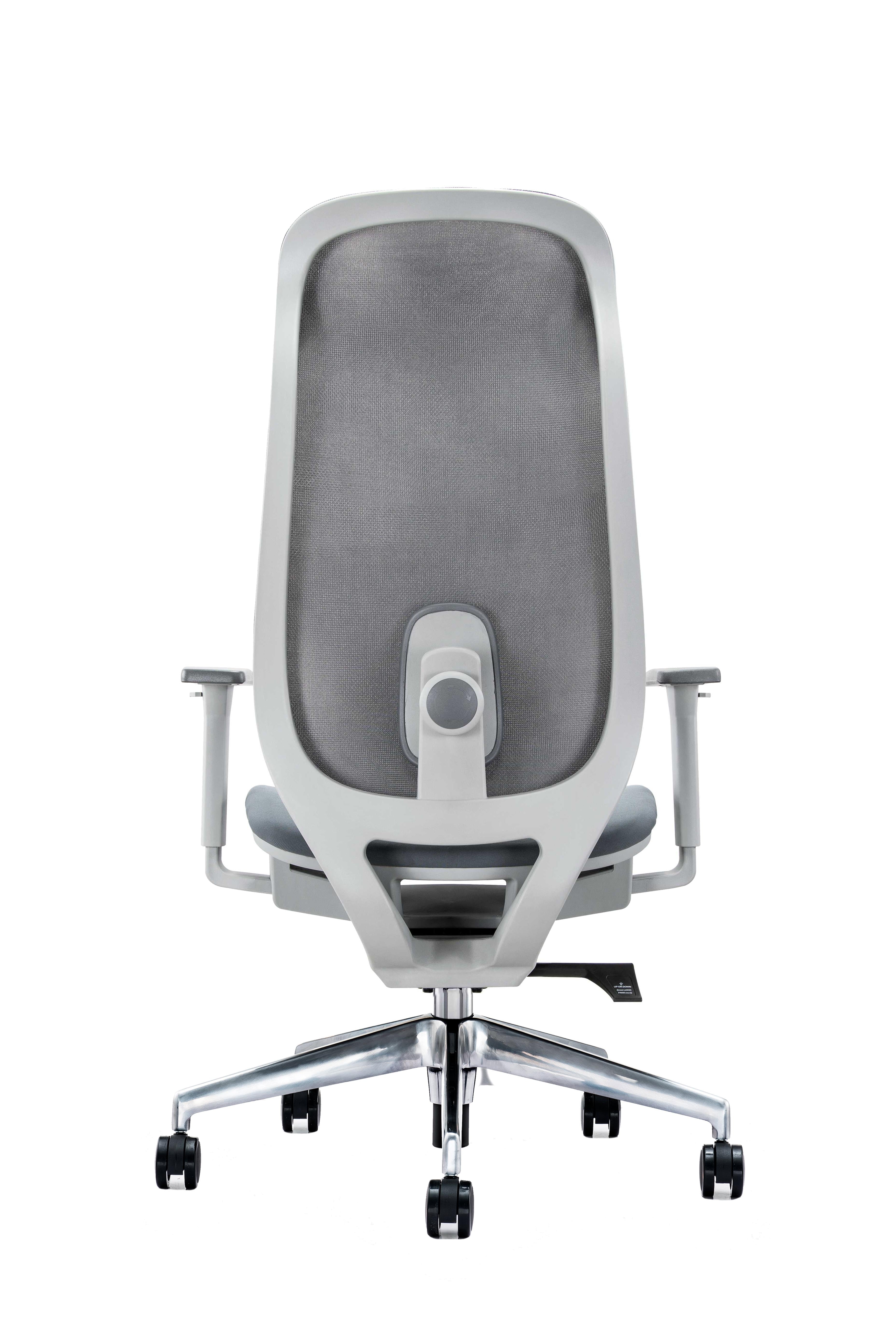 Rosa office chair With Cushion Seat, 3D Armrest And Aluminum diecast base - Grey