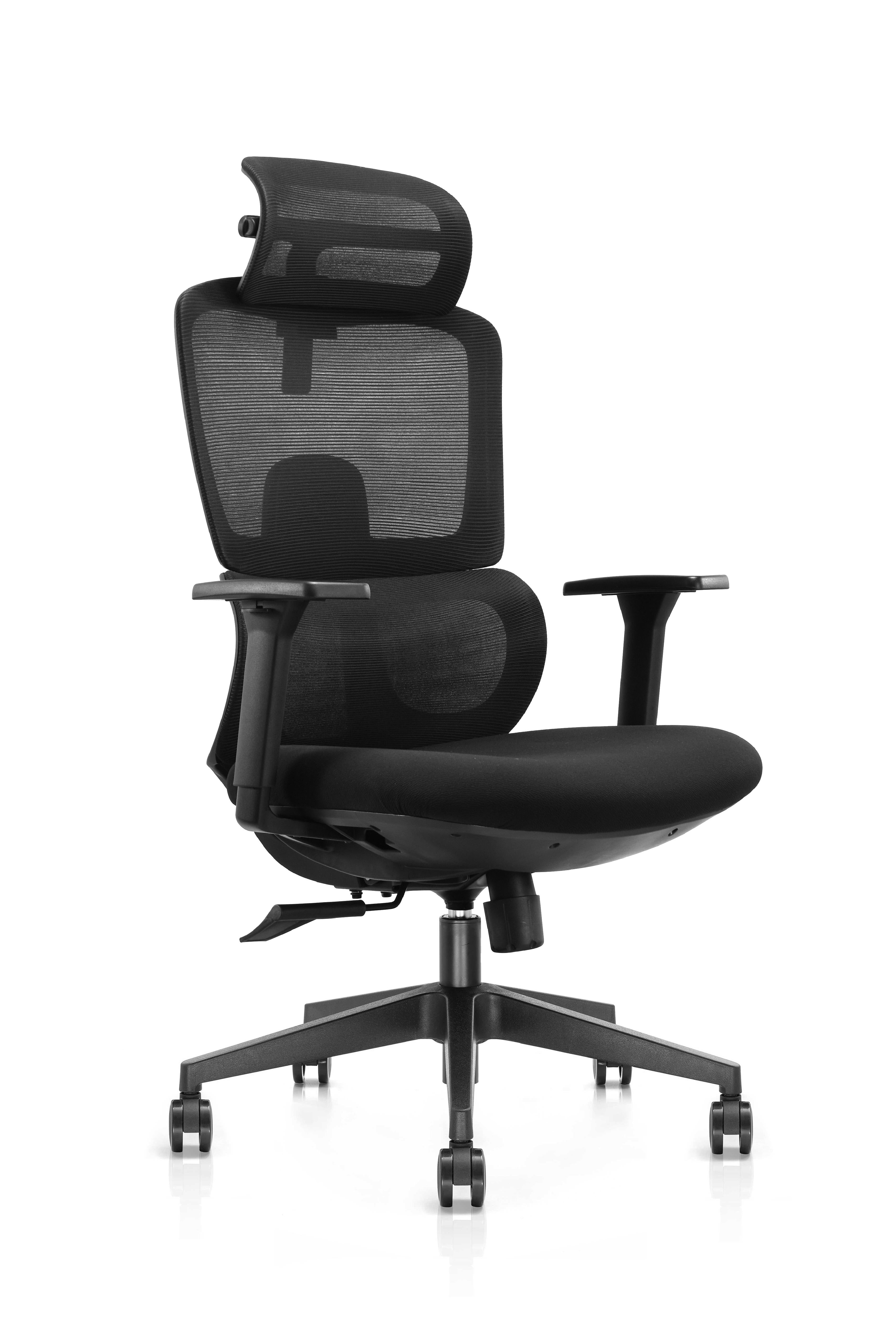Xavier High Back Executive Cushion Office Chair With Aluminum Base And 3D Armrest- Black