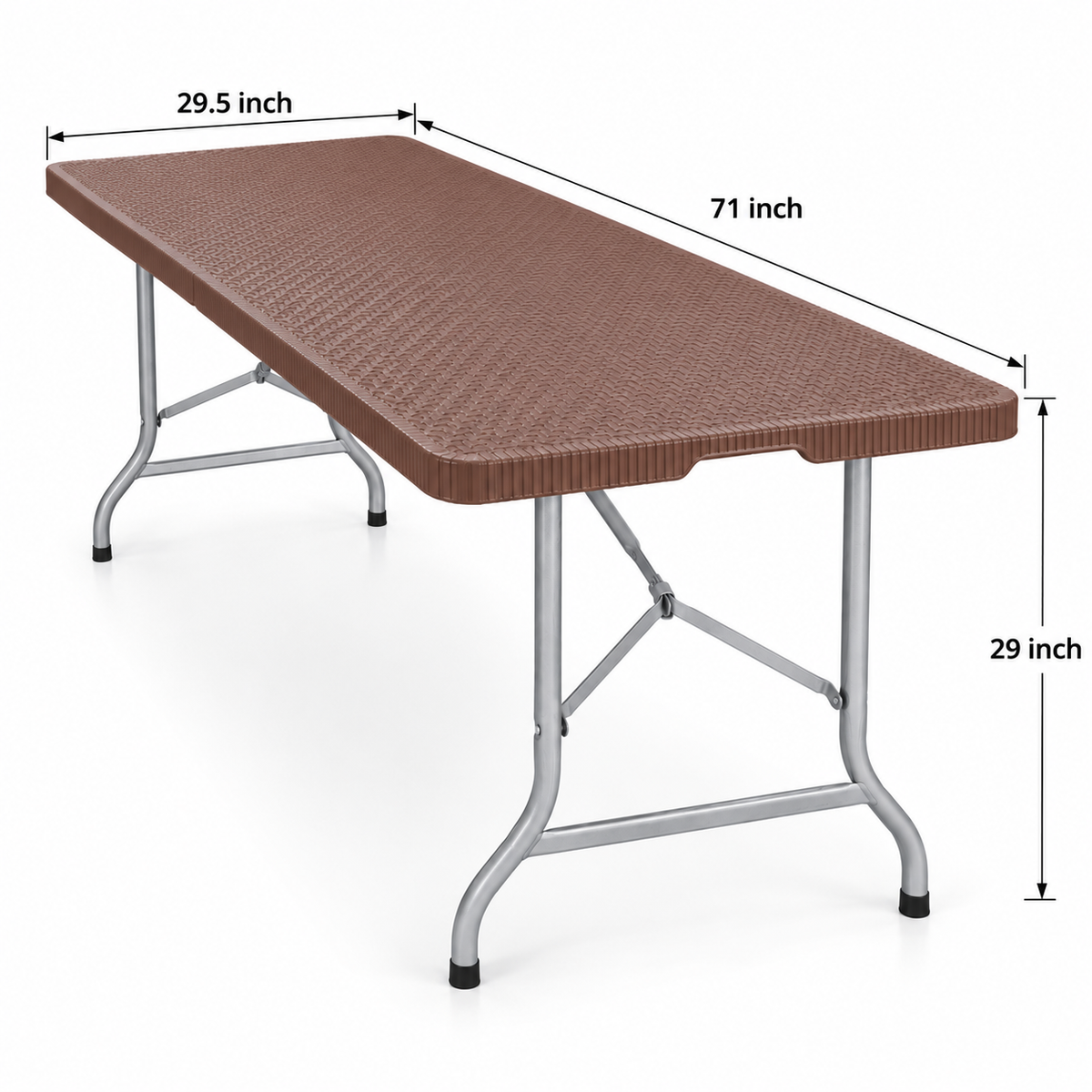 1.8 Meter Portable Folding HDPE Outdoor Picnic Garden Table - Brown