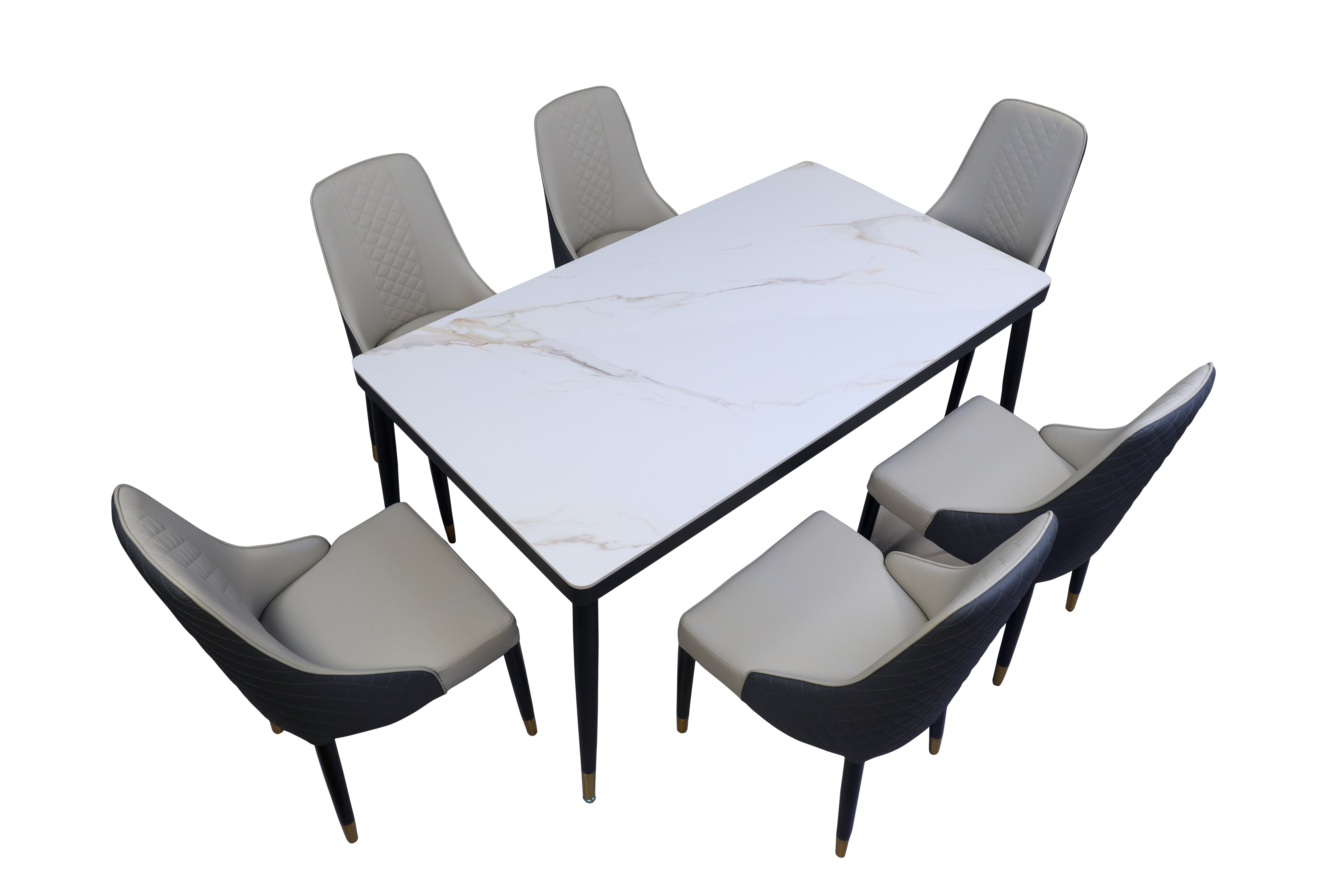 URBANCART Metal Base with Marble Top Six Seater Dining Table (Do-It-Yourself)