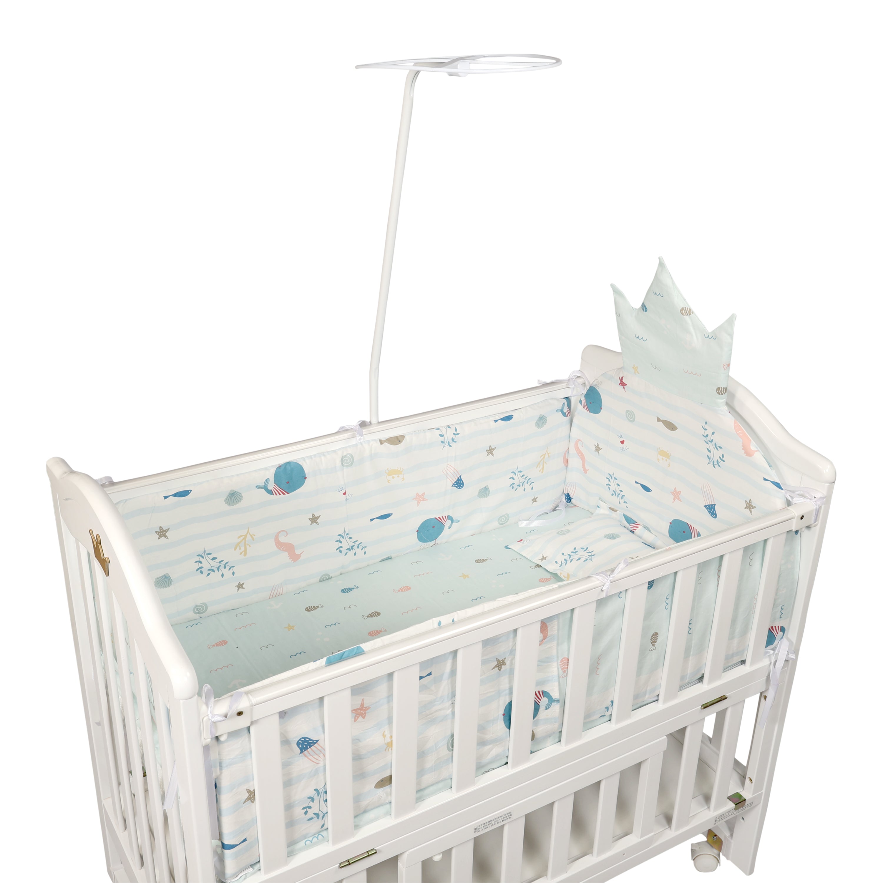 Bella Pine Wood Crib/Cot for Baby's Joy White - Main Image