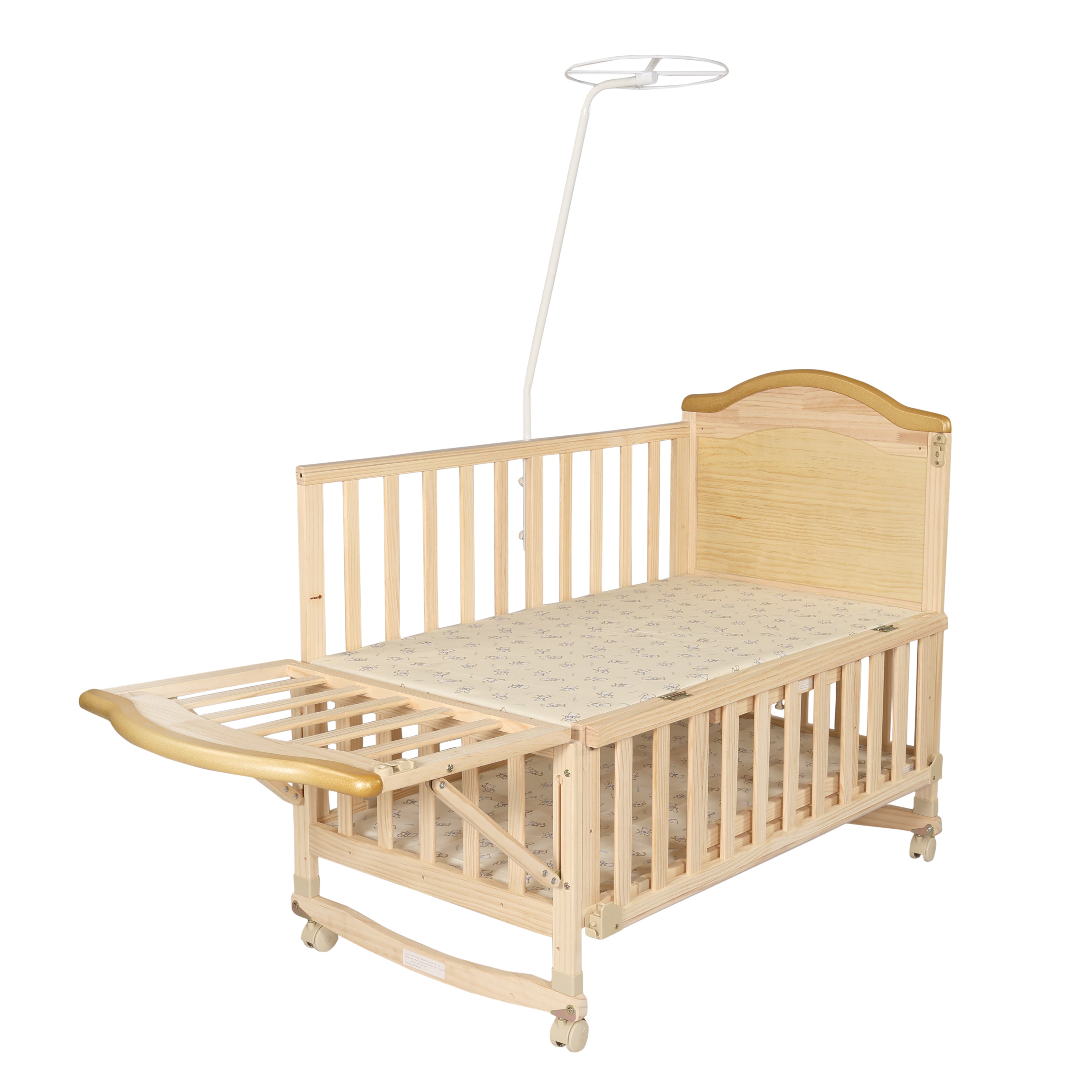 Leo Pine Wood Crib/Cot for Baby's Joy - Natural