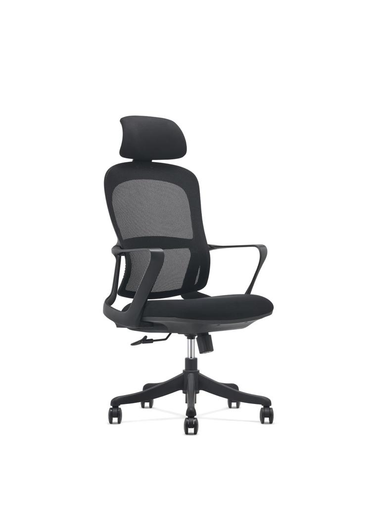 Santiago Executive Mesh High Back Office Chair with Chrome Base - Black
