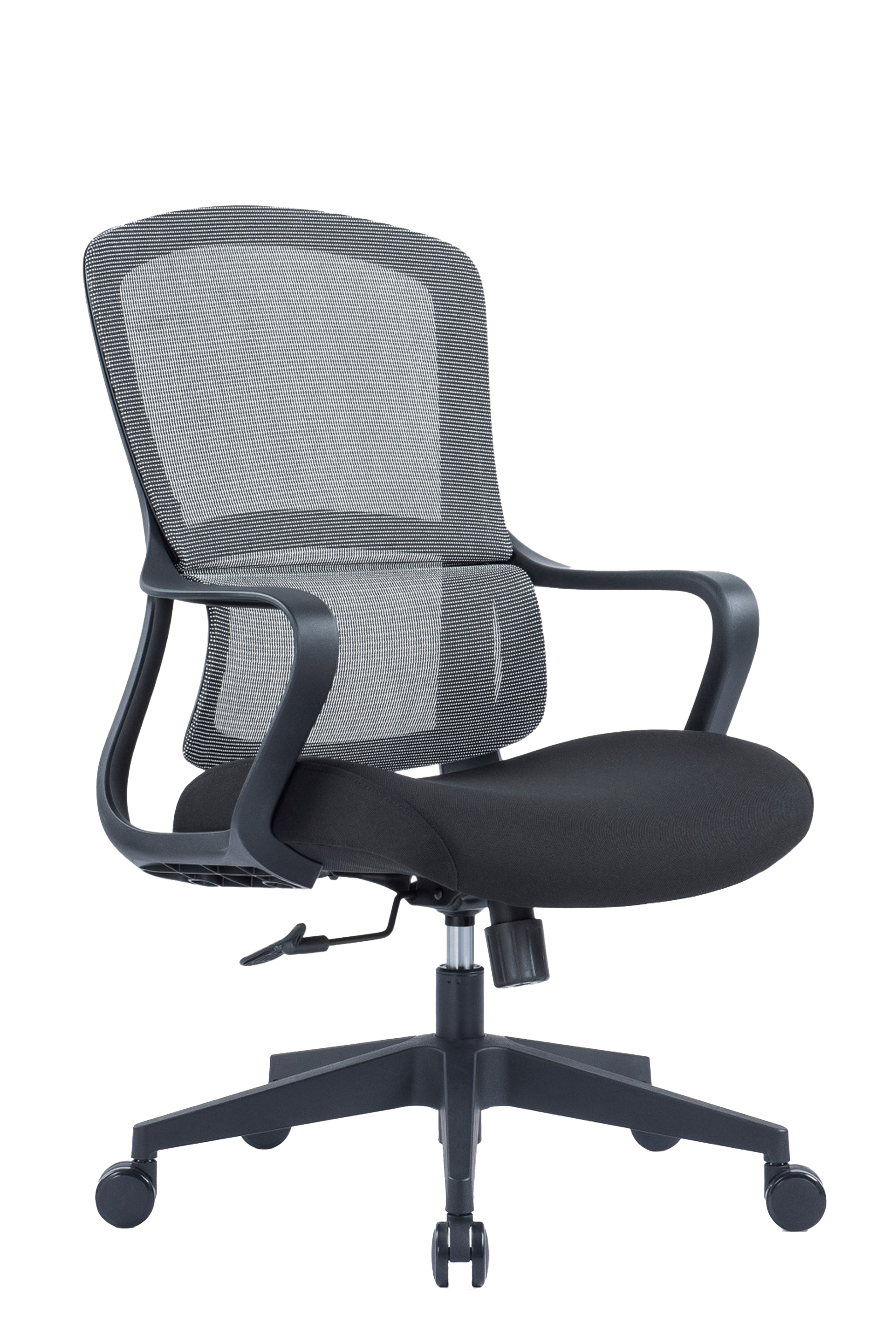 Leo Mid Back Ergonomic Office Chair With Cushion Seat And Nylon  Base - Black