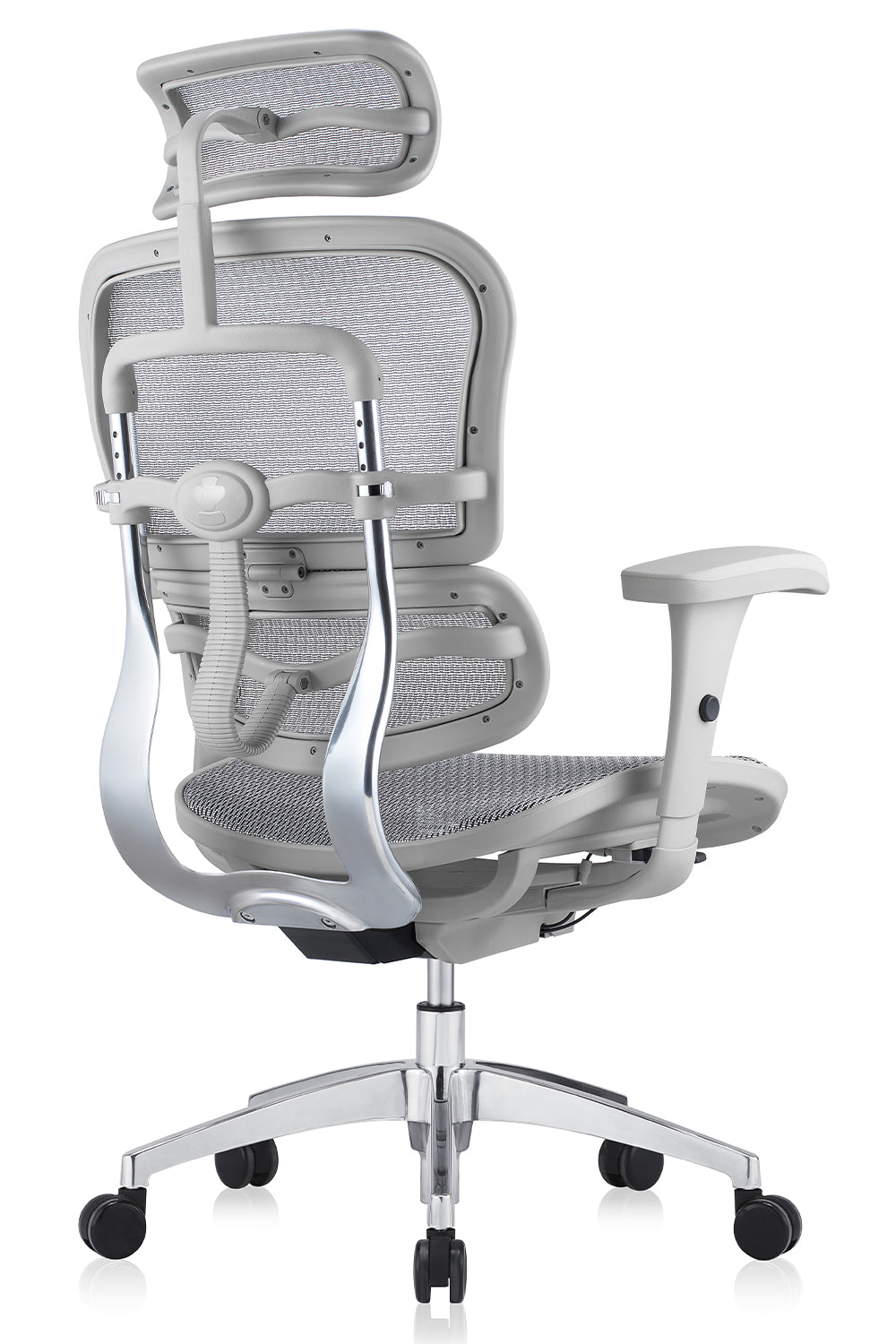 Maxwell Premium Executive Office High Back chair Mesh Seat with 5D Armrest  and Aluminum Base - Grey