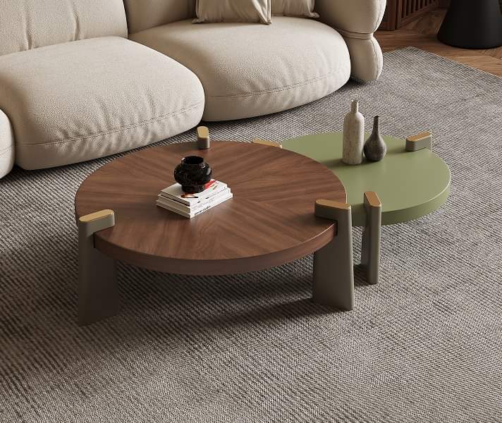 HORTON Coffee Tables Round Nesting Tables Set of 2, Tea Table, Living Room, Furniture Modern Design