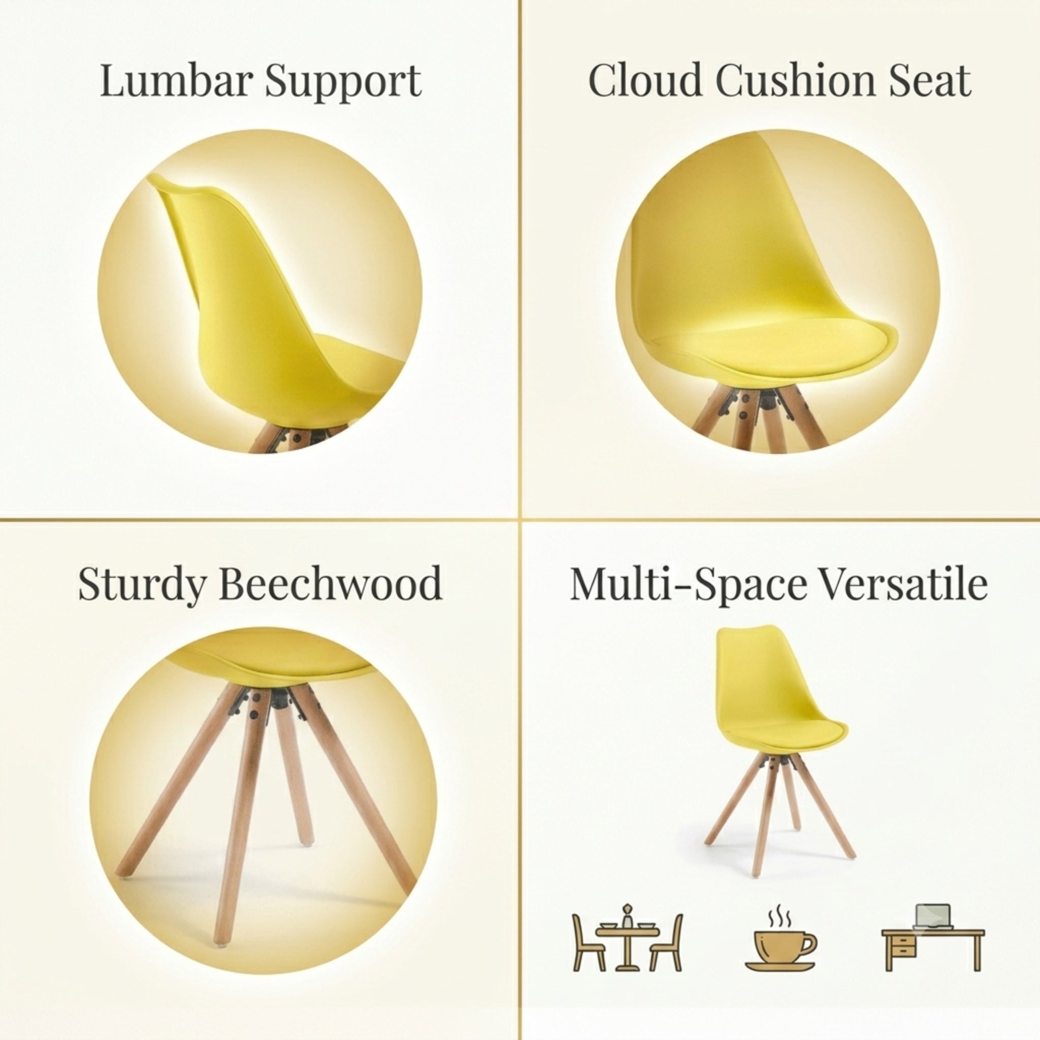 Classic Dining Chair With Cushioned Seat - Yellow