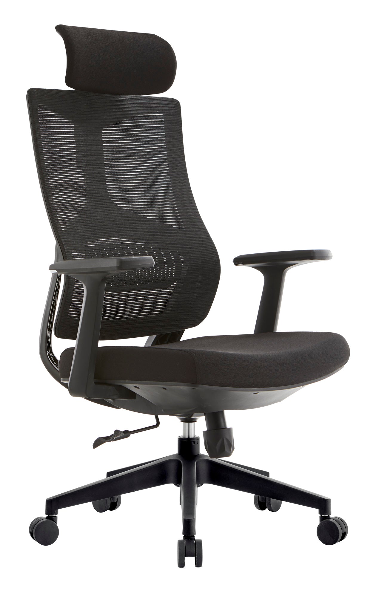 Spencer High Back 2D Armrest Executive Chair with Nylon Base - Black