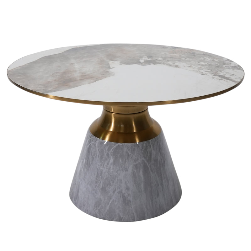 Maple Big Side Table With Marble Top And Metal Base - Grey
