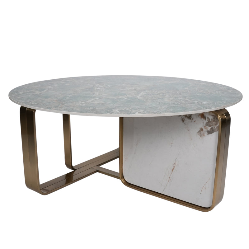 Dallas Center Table With Marble Top And Stainless Steel Base