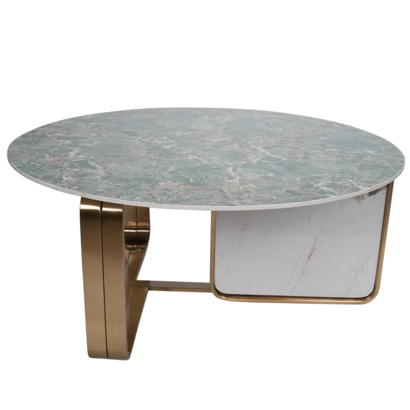Dallas Center Table With Marble Top And Stainless Steel Base
