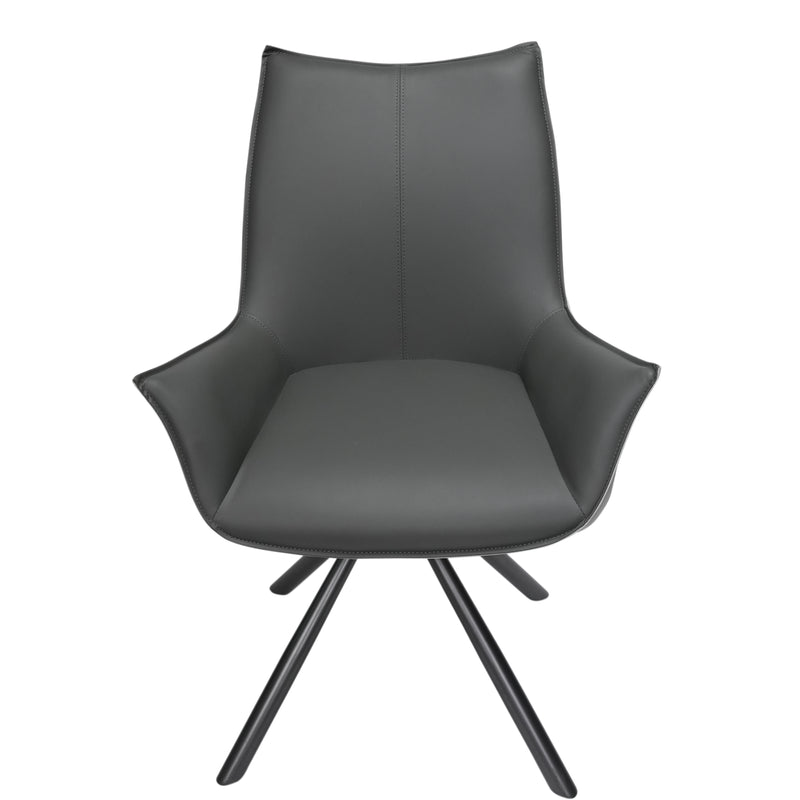 Berlin Living Dining Chair Pu Leather with Metal Legs - Grey