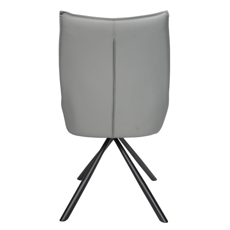 Berlin Living Dining Chair Pu Leather with Metal Legs - Grey
