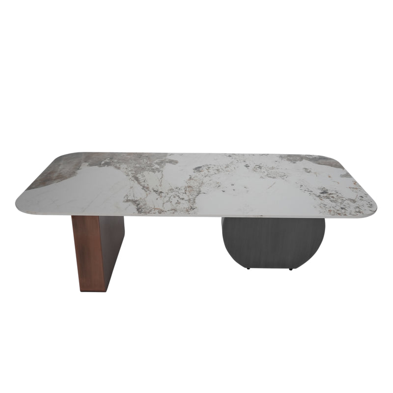 Ohio Center Table With Marble Top And Iron Base
