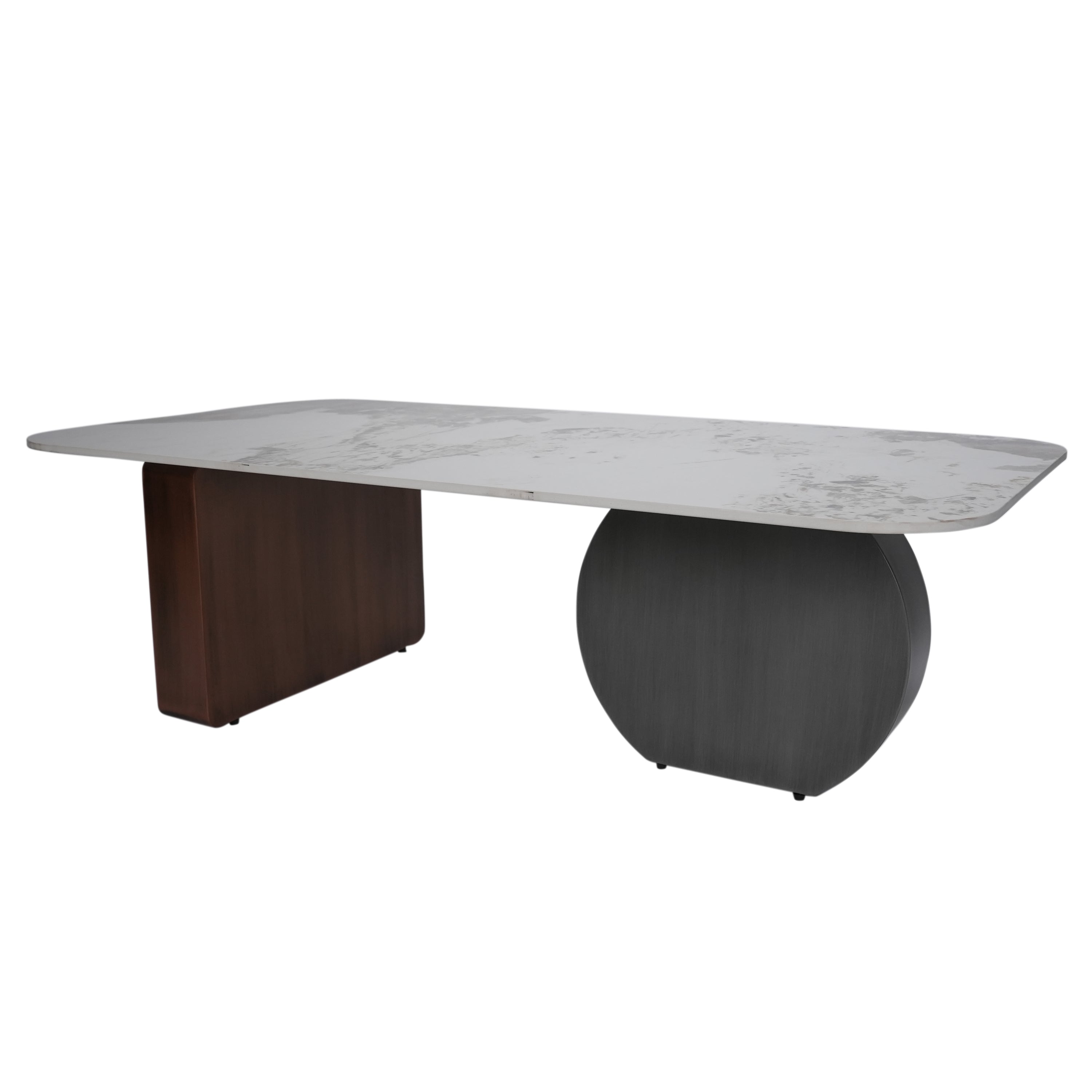 Ohio Center Table With Marble Top And Iron Base