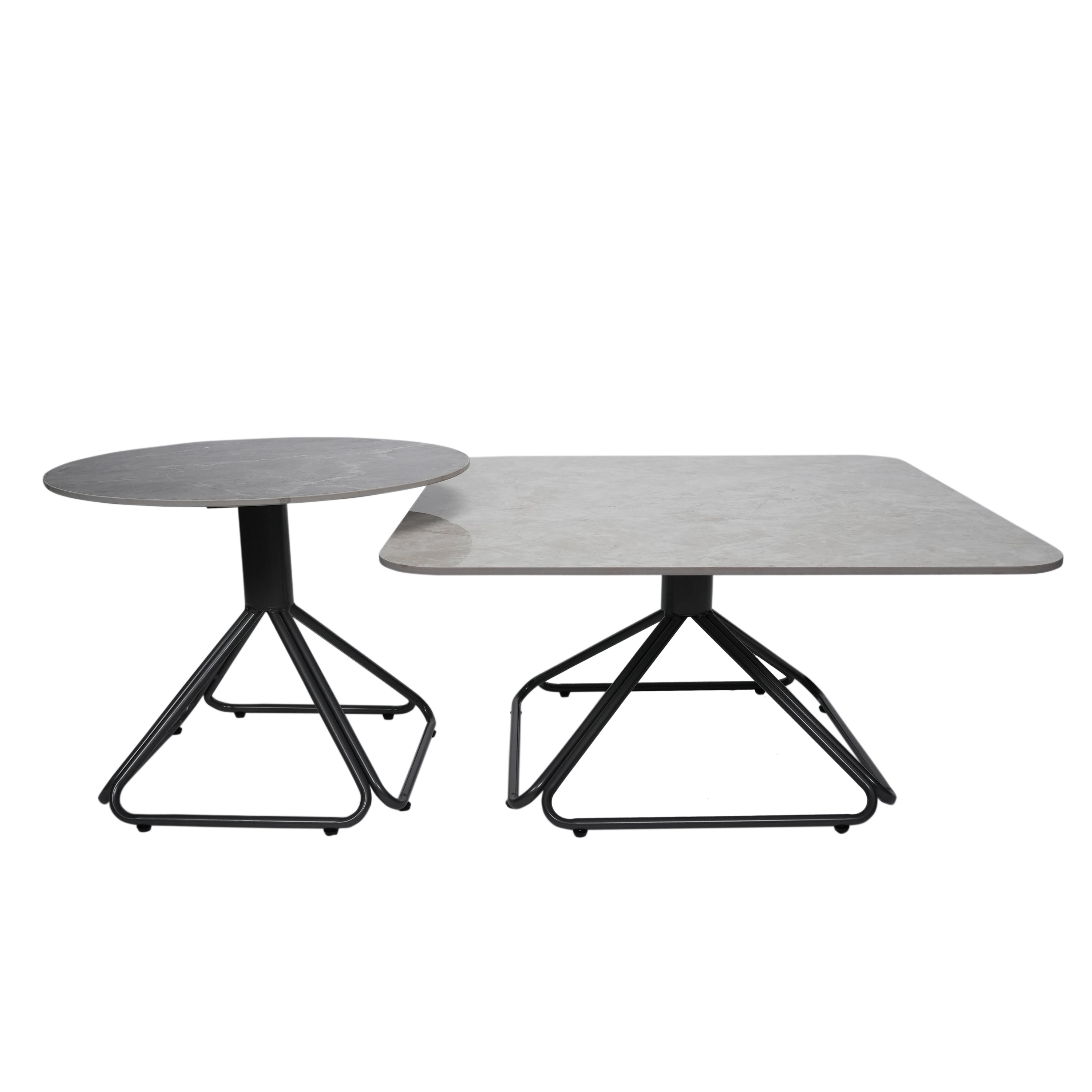 Avesta Center Table With Marble Top And Iron + Metal Base