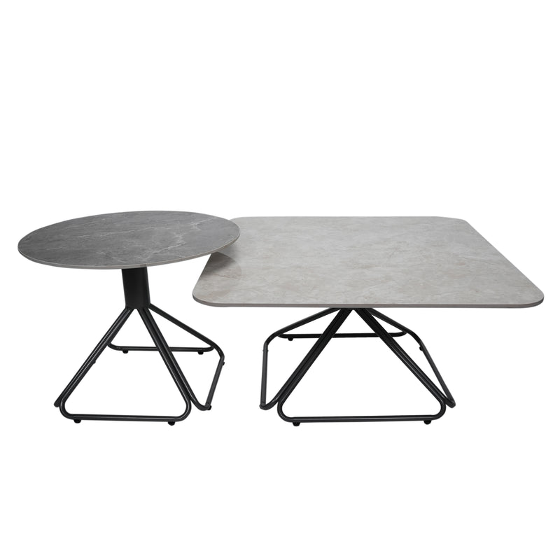Avesta Center Table With Marble Top And Iron + Metal Base