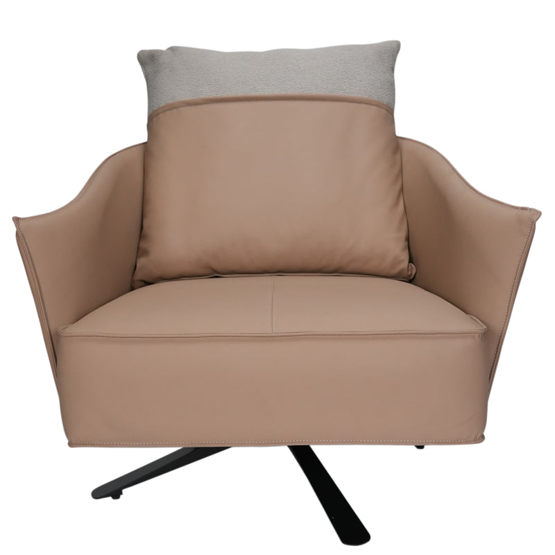 Raymond Chair Leather Upholstered Accent Sofa Armchair - Brown