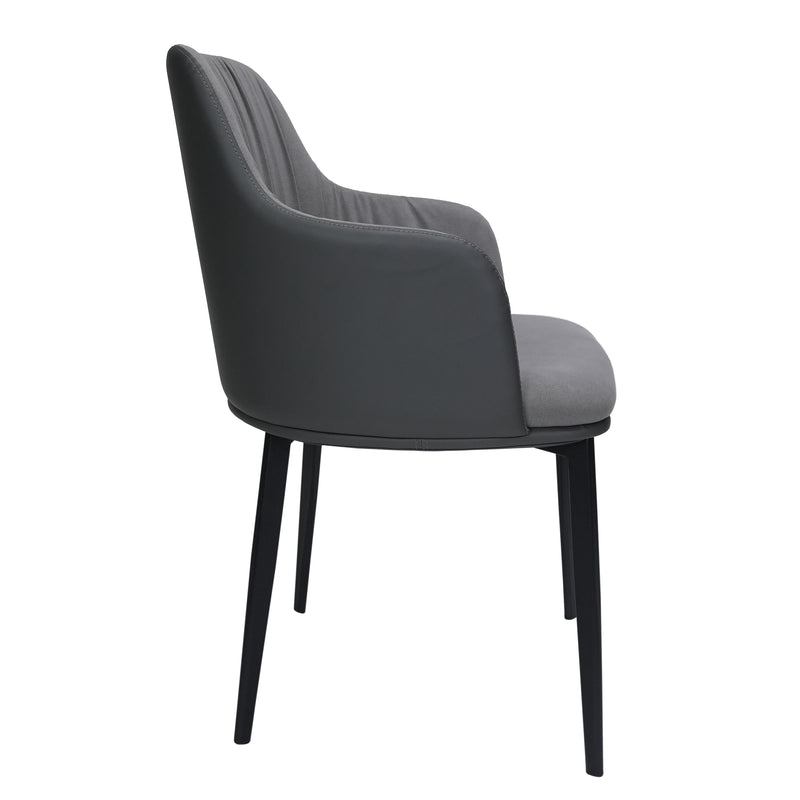 Kovin Fabric Upholstered Dining Chair with Metal Legs- Grey