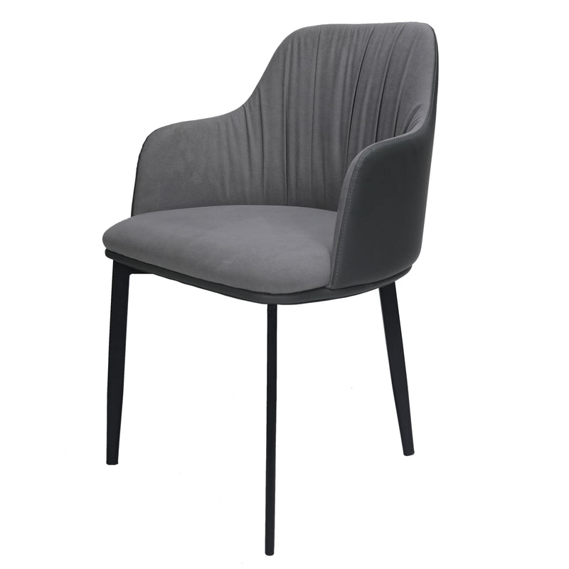 Kovin Fabric Upholstered Dining Chair with Metal Legs- Grey