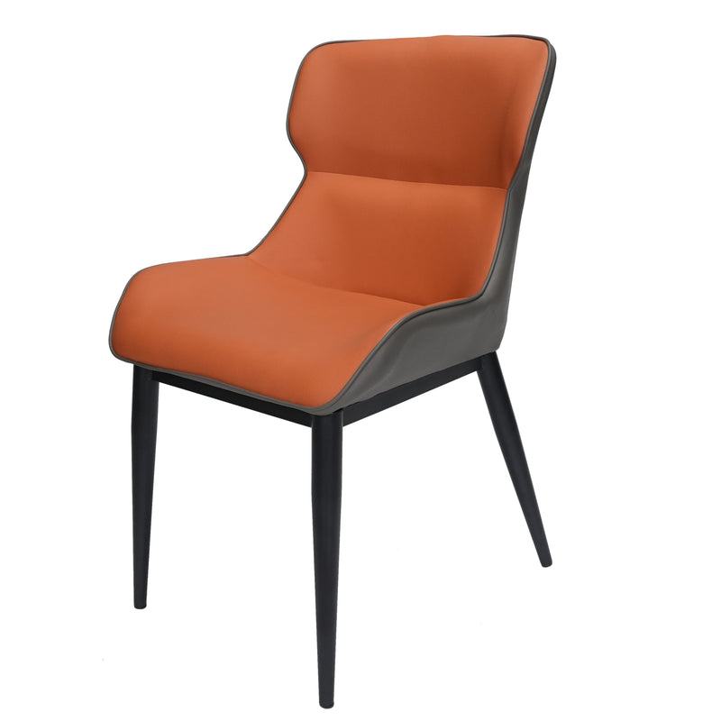 Amora Leather upholstered Dining chair with Metal Legs - Brown
