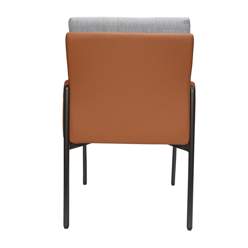 Cairo Leather Upholstered Chair With Cusion and Metal Legs - Beige