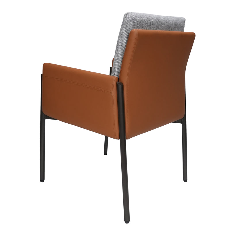 Cairo Leather Upholstered Chair With Cusion and Metal Legs - Beige