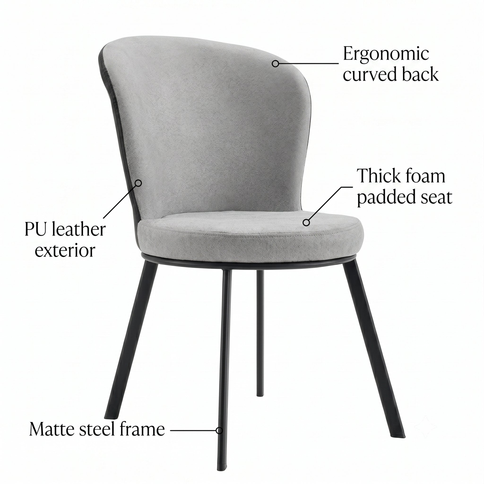 Metal Chair with Cushion - Grey