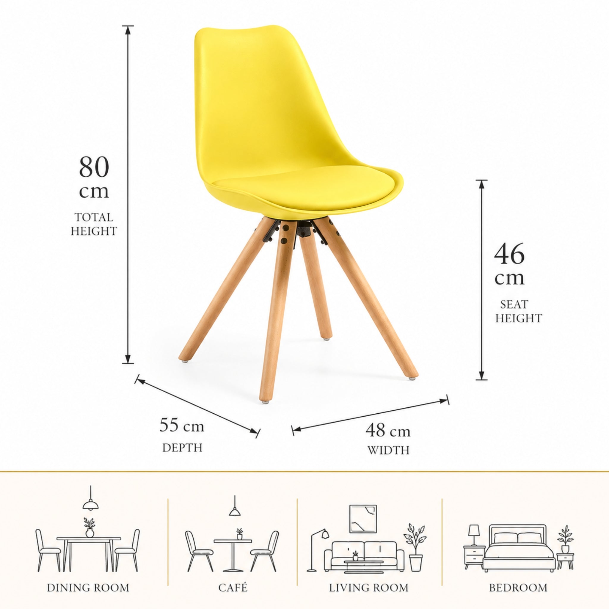 Classic Dining Chair With Cushioned Seat - Yellow