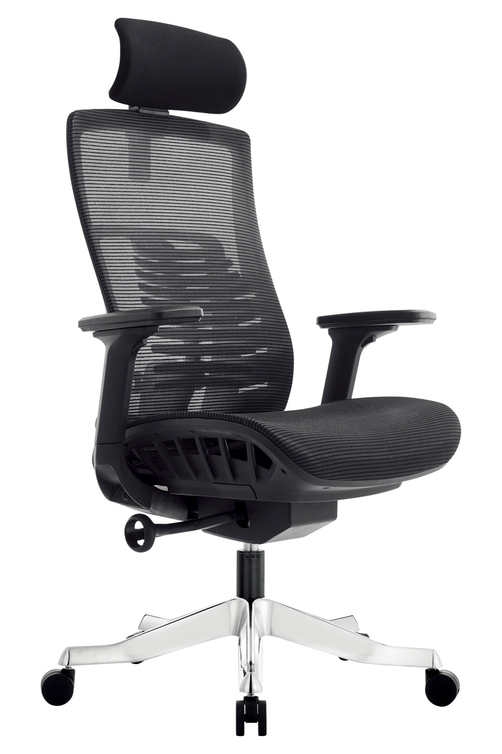 Apollo High Back 3D Workstation Swivel Chair with Mesh Seat And Aluminum die cast Base  - Black