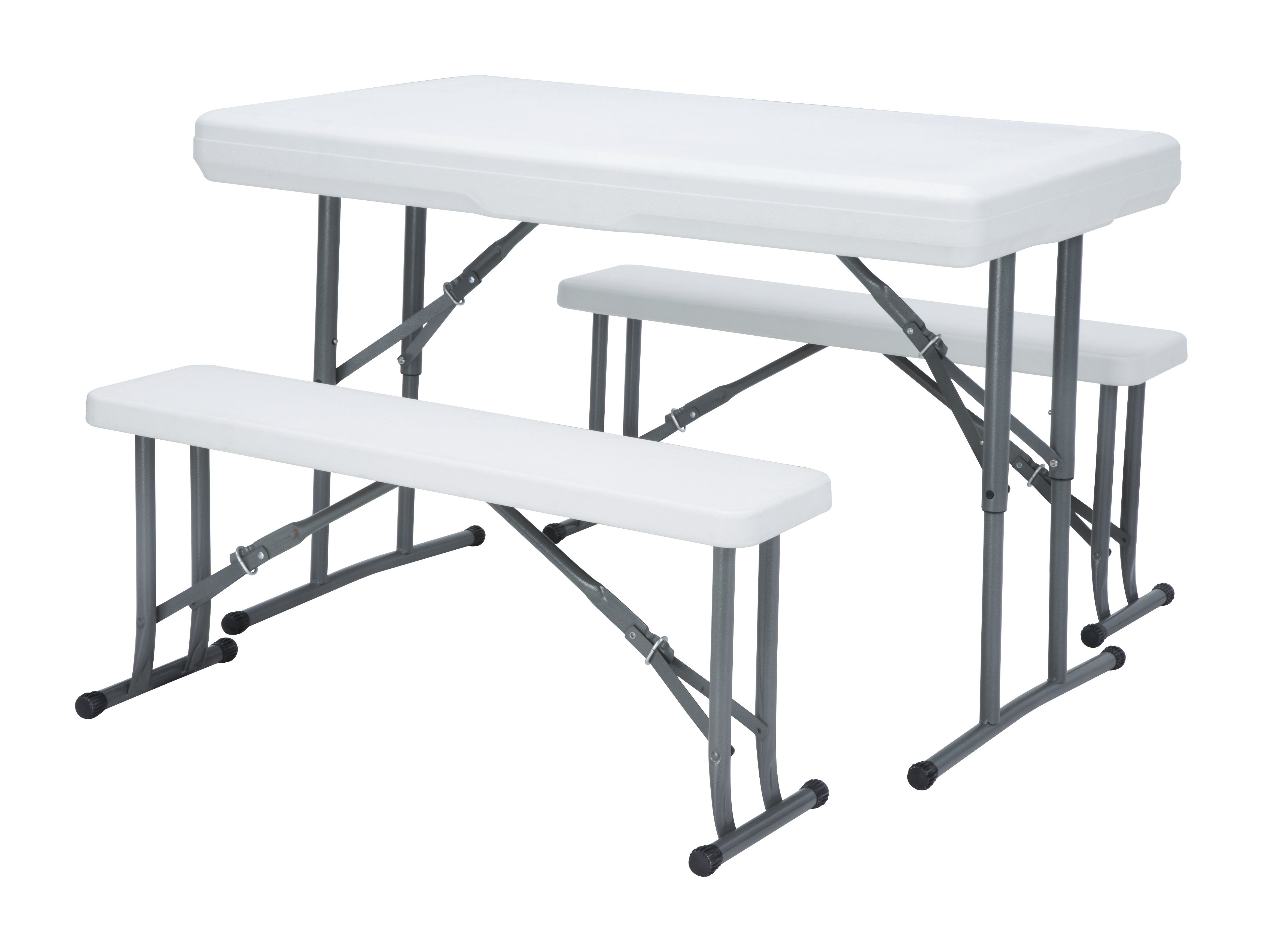 1 Meter Portable Folding HDPE Outdoor Picnic Garden Table with 2 Bench - White