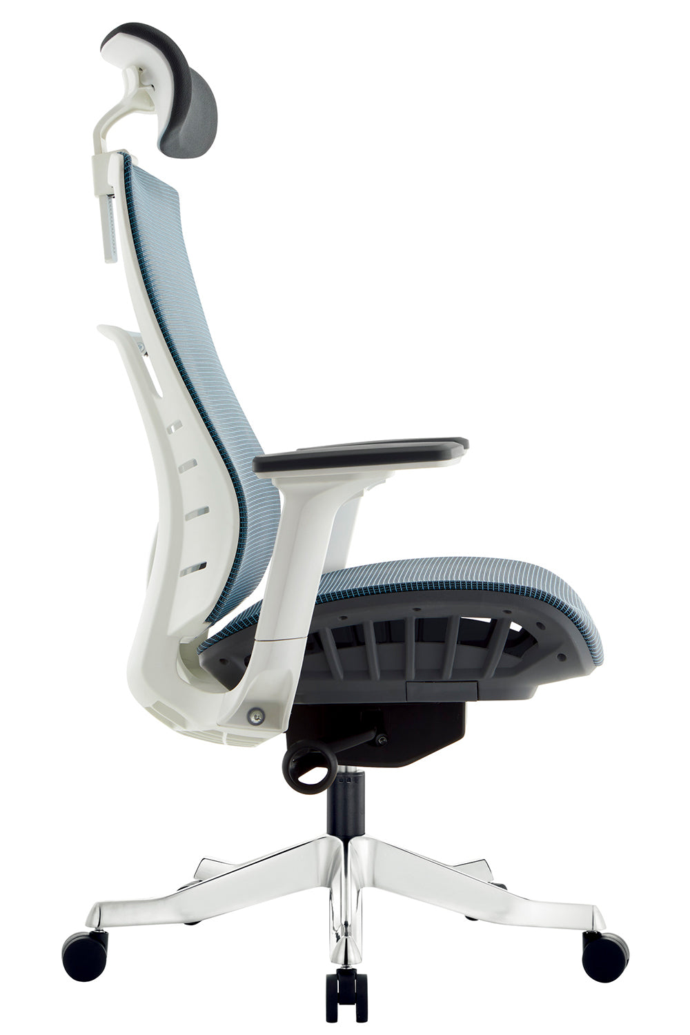 Apollo High Back 3D Workstation Swivel Chair with Mesh Seat And Aluminum die cast Base  - White