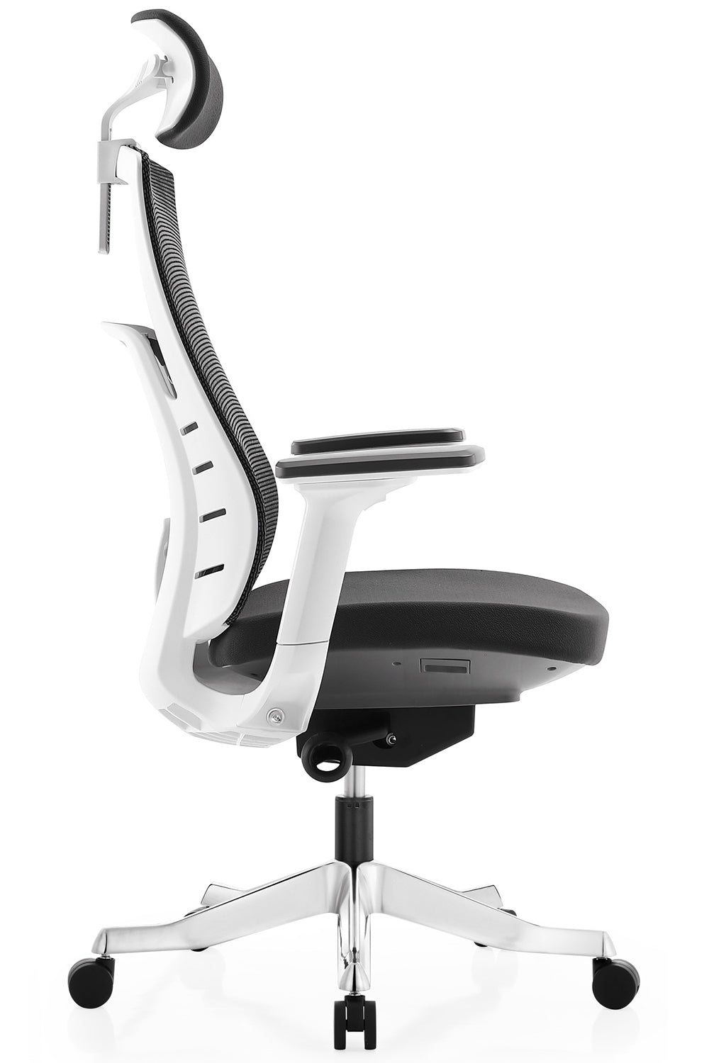Apollo High Back 3D Workstation Swivel Chair with Cushion Seat And Aluminum die cast Base  - White